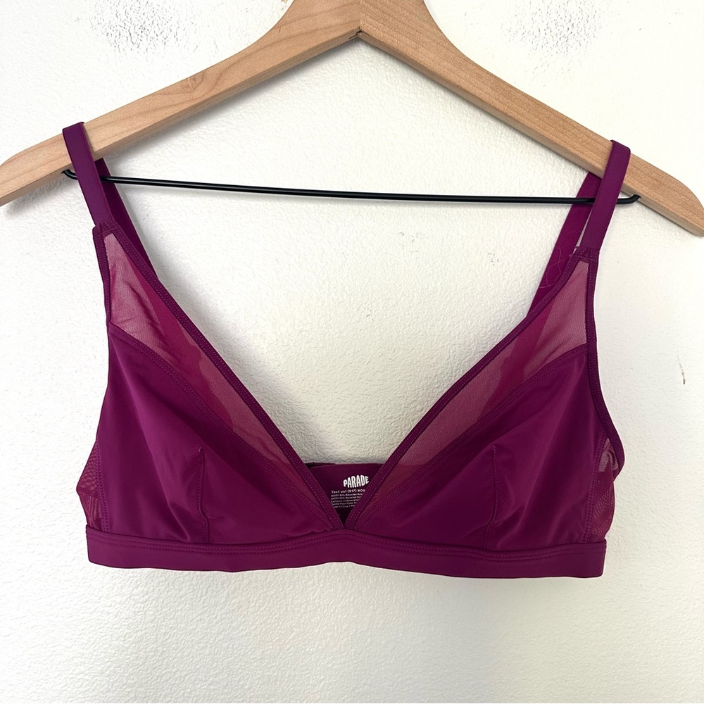 Parade Ultra-Soft Re: Play Plunge Bralette Sz S Wireless Mesh Fuschia Multiway